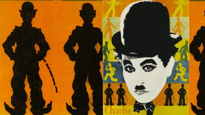 Detalles del afiche de promoción de la película "Luces de la ciudad" (1931), escrita, dirigida e interpretada por Charlie Chaplin.