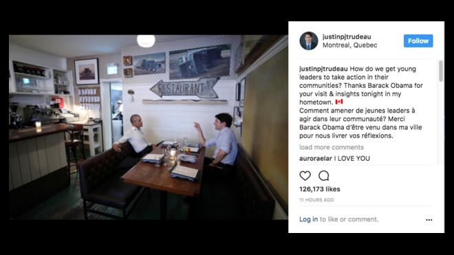 Трюдо опубликовал в Instagram о своем обеде с Обамой