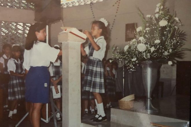 Biani López Antúnez, em foto na escola dos Legionários de Cristo, no México