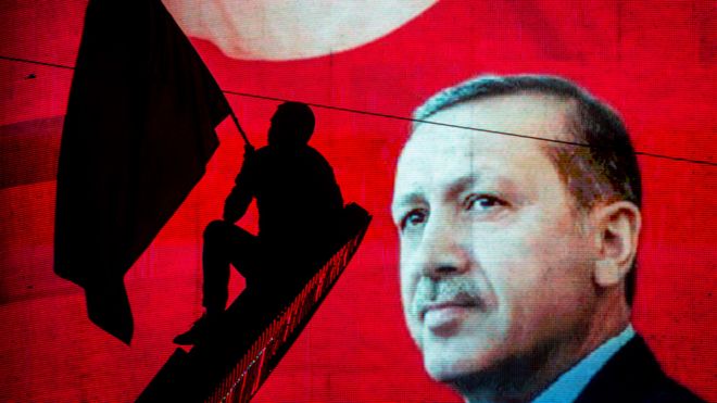 Erdogan banner in Ankara, file pic
