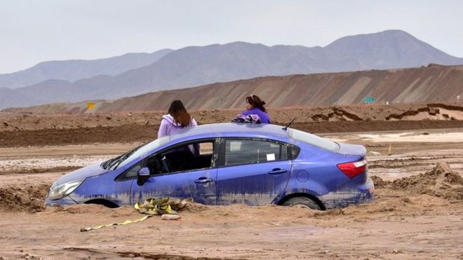 Inundaciones en la región de Antofagasta, norte de Chile