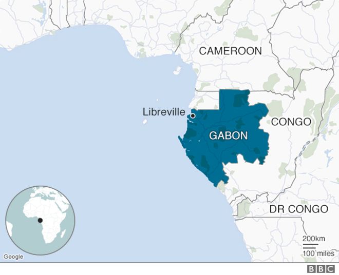 Карта с указанием местонахождения Габона