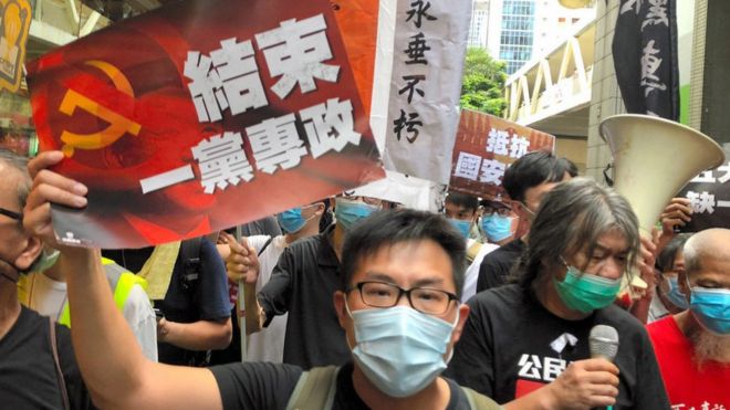 Manifestación en Hong Kong.
