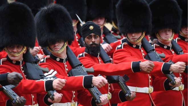 Coldstream Guards soldier Charanpreet Singh Lall wearing a turban