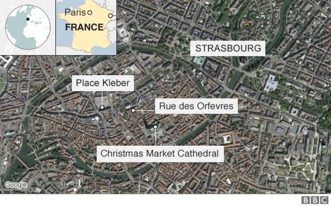 Карта показывает расположение Place Kléber в Страсбурге
