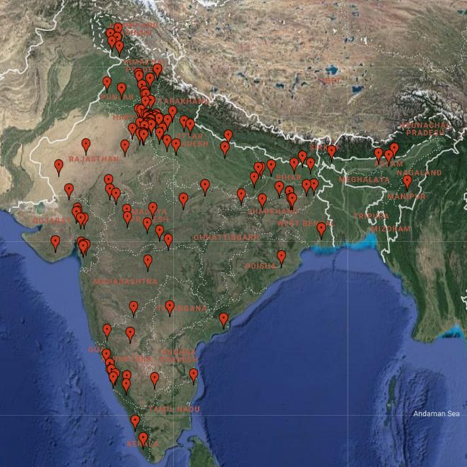 IndiaSpend карта коровьего насилия