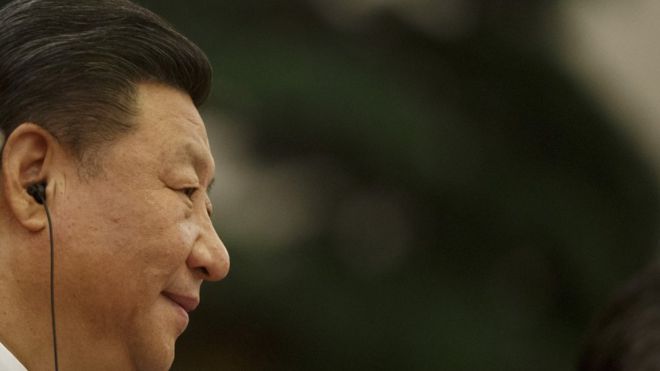 Президент Китая Си Цзиньпин принимает участие в переговорах с президентом Доминиканской Республики Данило Мединой (не изображен на фото) в Большом зале народных собраний 2 ноября 2018 года в Пекине, Китай.