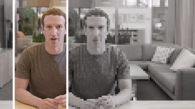 Mark Zuckerberg portrait and pixelated