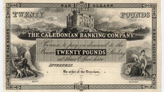 Доказательство банкноты Каледонии A 20 ?, выгравированной Уильямом Хоумом Лизарсом
