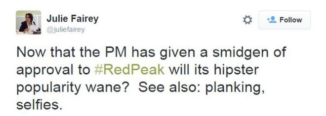 Теперь, когда премьер-министр одобрил #RedPeak, его популярность снизится? Смотрите также: опалубка, селфи.