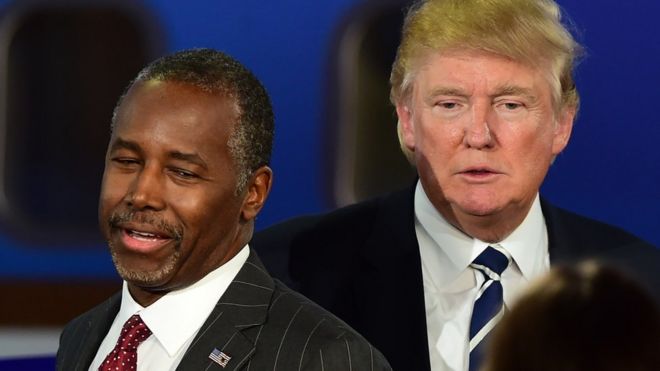 Ben Carson and Donald Trump on 16 September 2015