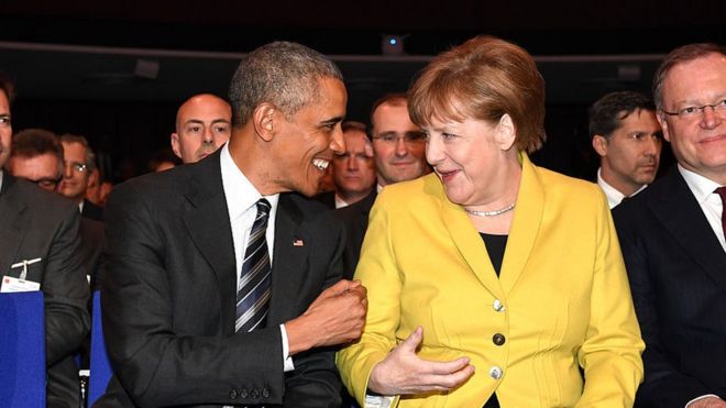 Обама и Меркель, Ганновер, апрель 2016 г.