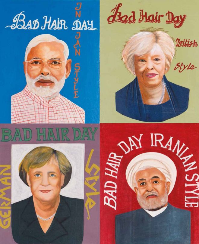 Коллаж из четырех портретов мировых лидеров