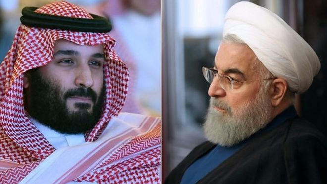 Mwanamfalme MOhammed bin Salman wa Saudia na rais Hassan Rouhani wa Iran