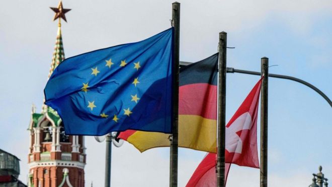 флаги ЕС, Германии и Швейцарии