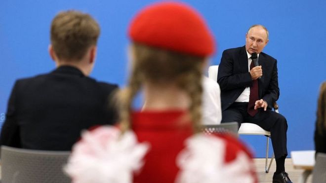 Путин и школьники