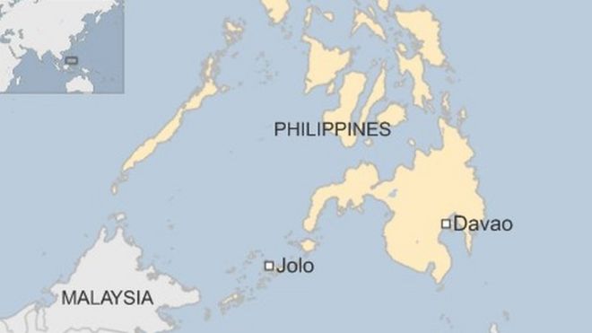 Карта с изображением Джоло и Давао