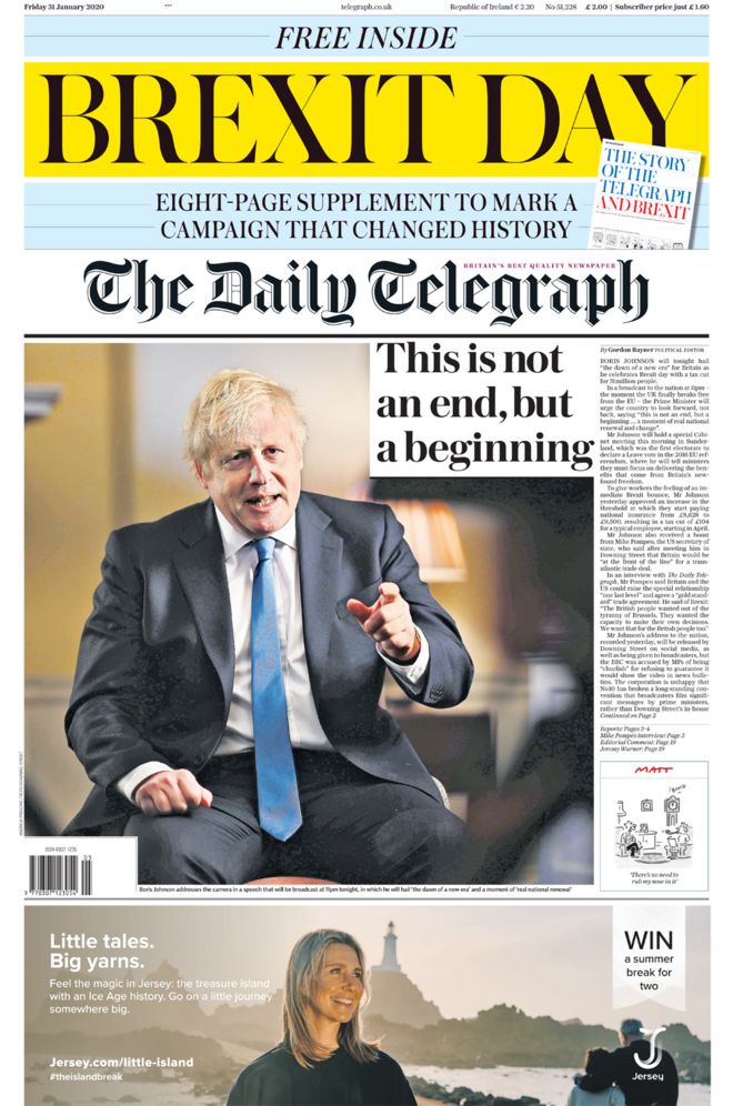 Friday's Daily Telegraph front page