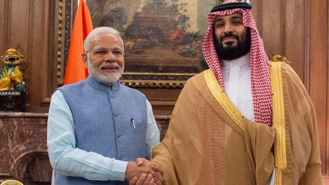 नरेंद्र मोदी और सऊदी अरब के क्राउन प्रिंस