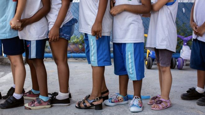 Alunos de creche em Duque de Caxias (RJ)