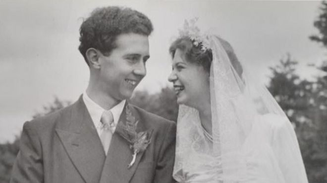 Bob and Norma Beasley on their wedding day