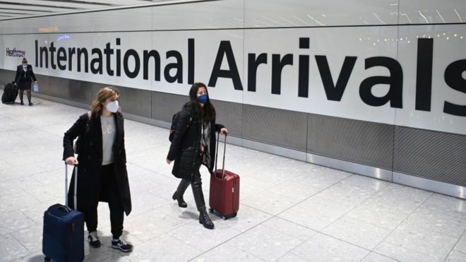 People arriving at Heathrow airport