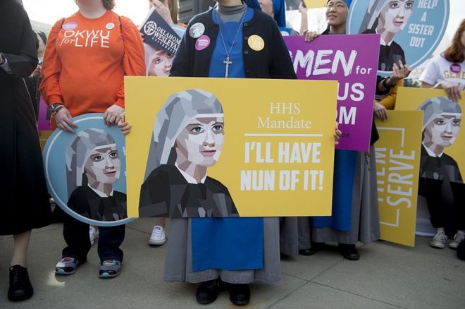 Монахини и другие религиозные деятели протестовали против мандата Obamacare
