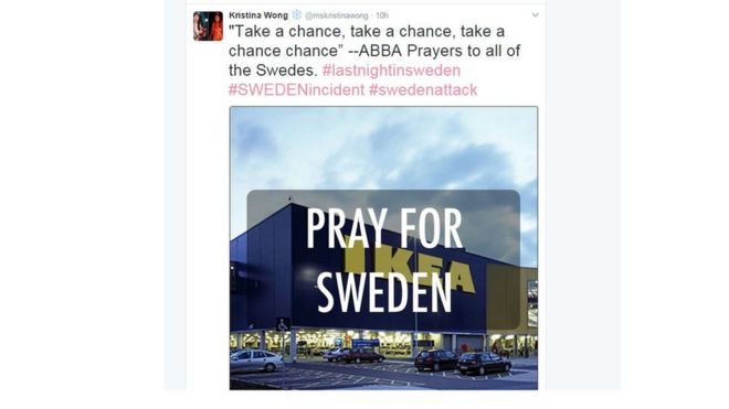 Молитесь за Аббу, пошутил над твитером после комментариев Трампа о Швеции
