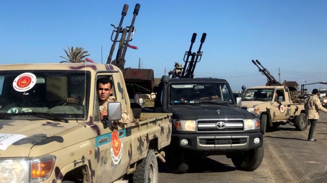 militias from Misrata arrive on the outskirts of Tripoli, 6 April