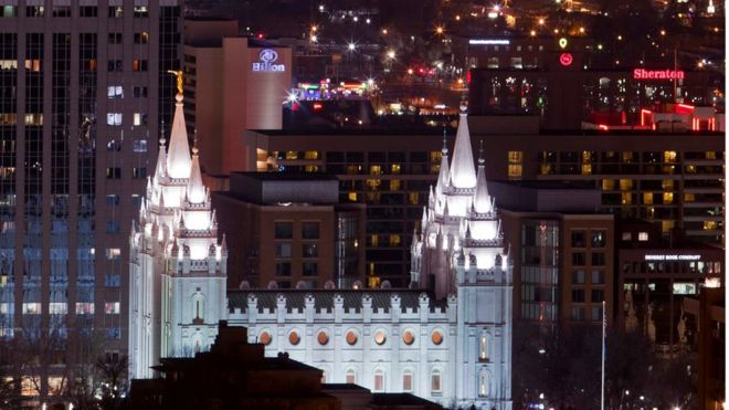 High Angle View of Temple of the Church of Jesus Christ of Latter-Day Saints Salt Lake City, Utah. Picture taken January 27, 2012.