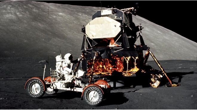 Apollo 17 buggy and lander