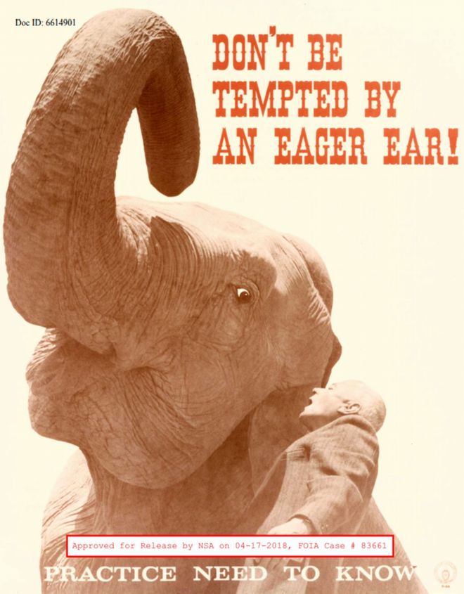 & quot; Не поддавайся соблазну с нетерпением & quot; - слон в плакатах АНБ