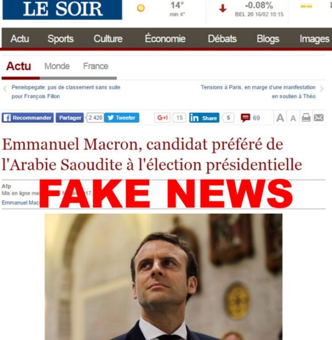 Скриншот поддельного сайта, который клонировал бельгийская газета Le Soir