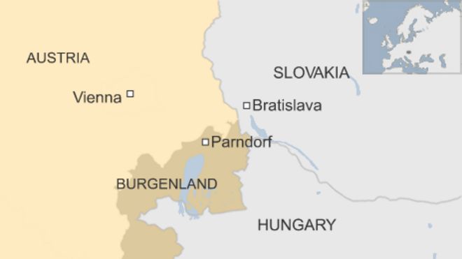 Карта с указанием местонахождения Парндорф