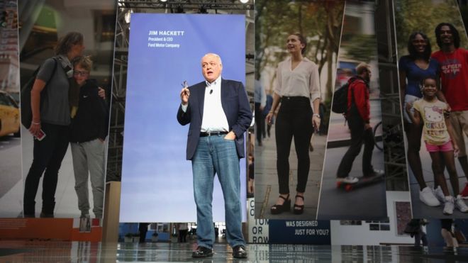 Ford CEO Jim Hackett speaks on stage during City of Tomorrow Symposium presented by Ford Motor Company at Fort Mason Center on August 17, 2017 in San Francisco, California.