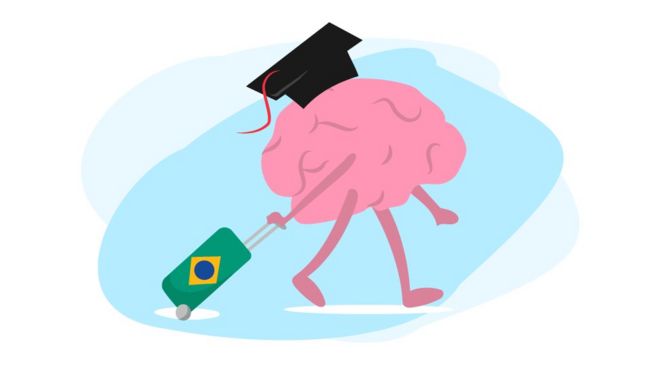 Ilustração mostrando "cérebro" de malas prontas