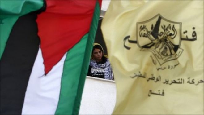 Palestinian and Fatah flags