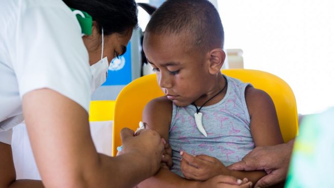 вакцинация против кори в Самоа, ноябрь 2019 г.
