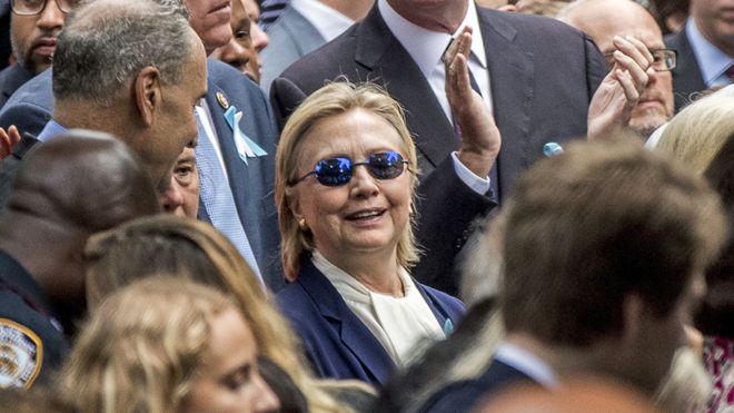 Hillary Clinton attends a 9/11 memorial service in New York - 11 September 2016