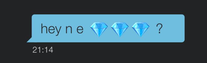 Сообщение на Grindr, показывая алмаз смайликов