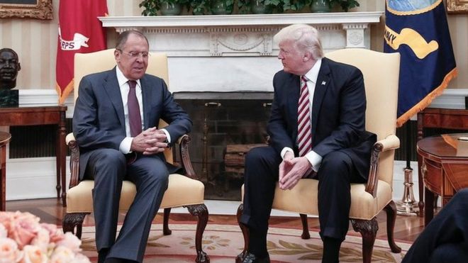 Lavrov and Trump at the White House on 10 May 2017