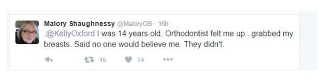 Чирикать читает: мне было 14 лет. Ортодонт почувствовал меня ... схватил меня за грудь. Сказал, что никто не поверит мне. Они не
