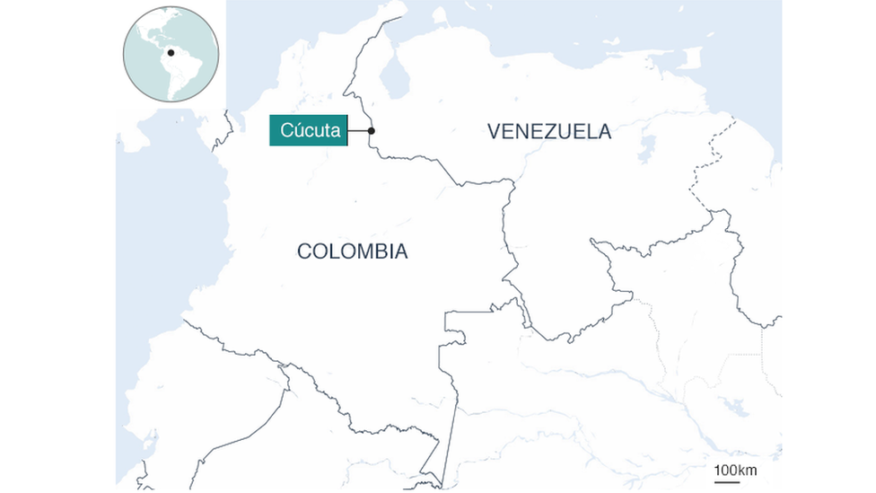 Mapa da Colômbia e Venezuela