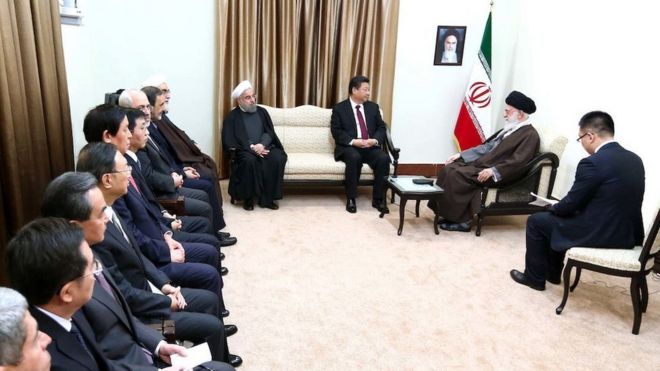 آقای خامنه‌ای ۲۳ ژانویه ۲۰۱۶ در دیدار با رییس‌جمهور چین گفته بود که ایران هیچ گاه کمک‌های پکن را در دوره سخت تحریم‌ها فراموش نخواهد کرد