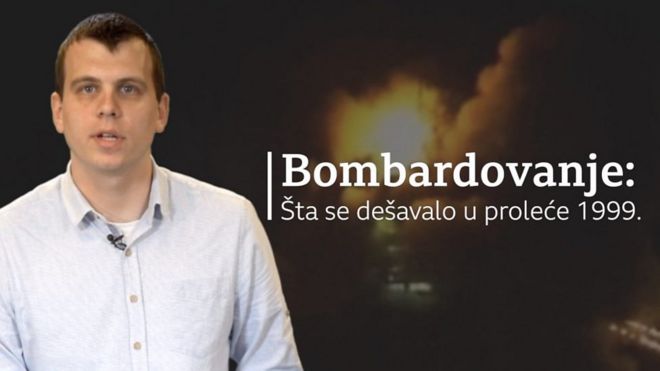ББЦ новинар Слободан Маричић, слика експлозије у позадини и наслов
