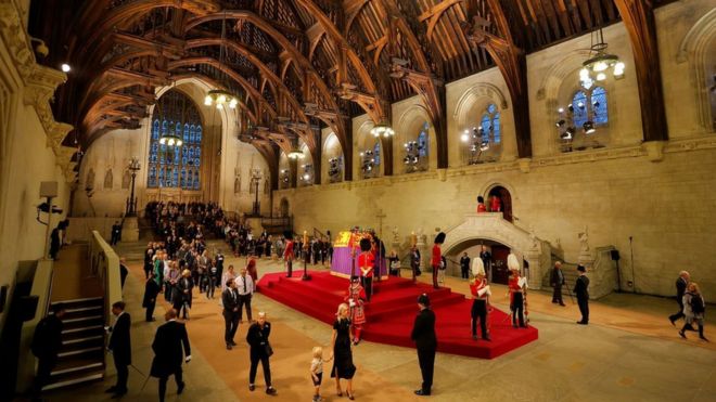 The Queen lying in state at Westminster Hall