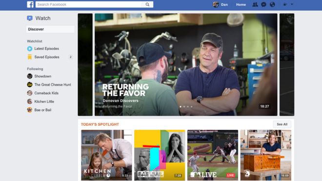 Facebook Watch screen
