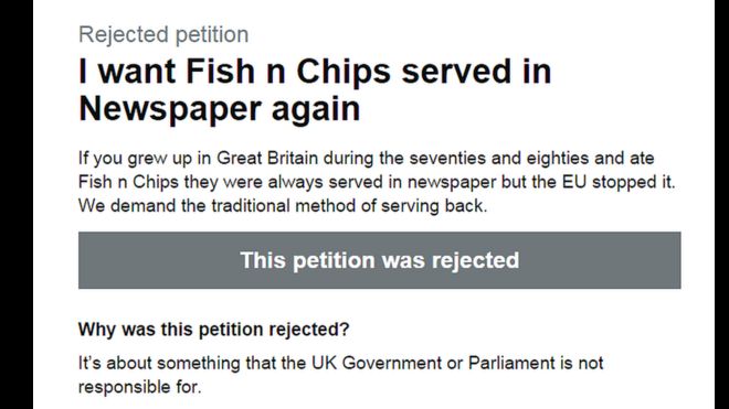Петиция, призывающая снова обернуть в газету рыбу и чипсы.