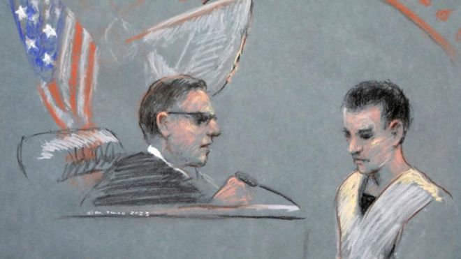 Dibujo de la comparecencia de Teixeira en el juzgado