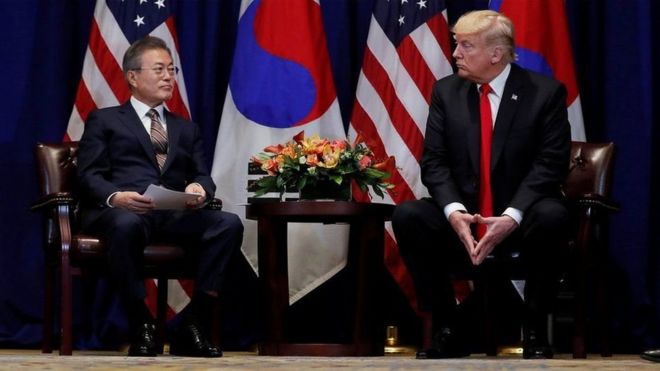 Tổng thống Donald Trump cùng Tổng thống Nam Hàn Moon Jae-in tại New York